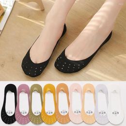 Women Socks Solid Colour For Girls Short Shallow Mouth Non-Slip Sock Slippers Female Hosiery Ice Silk Mesh Boat