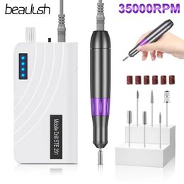 Beaulush 35000RPM Nail Drill Machine Rechargeable Electric Nail Sander For Gel Removing Professional Manicure Machine Equipment240129