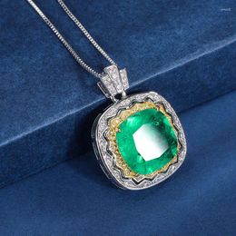 Pendant Necklaces Square Green Crystals Necklace For Women Jewelry Making Wedding Dress Accessory Virgin Girls Friends Gift Vintage