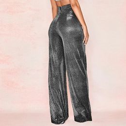 Women's Pants Women Wide Leg Trousers Glitter Sequin Straight Sparkly Fashion Elegant Casual Simple Shiny Night Out Clubwear