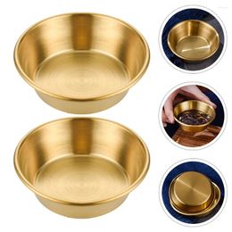 Plates 2Pcs Stainless Steel Sauce Dishes Vinegar Sugar Bowls Sushi Dipping Bowl Appetiser Soy For Home Kitchen- 6CM ( Golden )