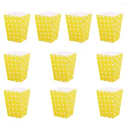 Take Out Containers 10pcs Popcorn Boxes Holder Cartons Paper Bags Dots Box For Movie Theatre Dessert Tables Wedding Favours Yellow And