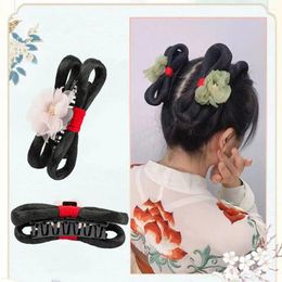 Hair Accessories For Girls Bowknot Hanfu Headdress Flower Sweet Fluffy Bun Chinese Style Wig Hairpin Styling Tools Claw