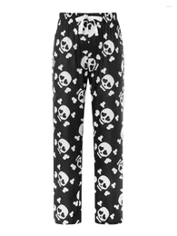 Women's Pants Women Christmas Skull Print Pyjama Elastic Waist Long Skeleton Straight Lounge Bottoms Sleepwear