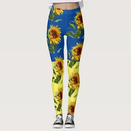 Women's Leggings Women Sunflower Print Tights Control Running For Outfit Satin Pants Dressy