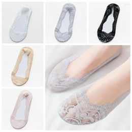 Women Socks Sweat Absorption Fashion Women's Cute Boat Invisible Hollow Lace Flower Short Non-Slip Ankle