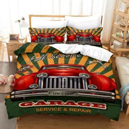 Bedding Sets Cars Duvet Cover Traditional Old Car Race Nostalgic American Set Classic Polyester Quilt For Boys Teens