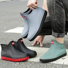 Mens Rain Boots Fishing Shoes Waterproof Men Ankle Boots Non-slip Kitchen Work Shoes Rubber Water Boots Outdoors Rainboots 240125