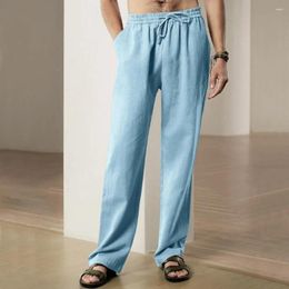 Men's Pants Elastic Waist Trousers Men Casual Wide Leg Drawstring With Pockets Soft For