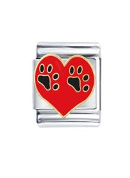 Whole Stainless Steel 9mm Classic Size composable links adjustable love pet dog paw Italian Charm bracelet links4254620