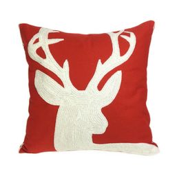 Christmas Holiday Embroidery Deer Snow Pillow Cover Kids Gift Home Sofa Cushion Cover Canvas Decorative Pillow Case 45 x 45cm Sell7292704