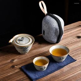 Mugs Japanese-style Travel Tea Set Ivy Flower Ceramic Portable Teaware Sets With Carring Cases Teapot Home Outdoor Quick Cup Teawares