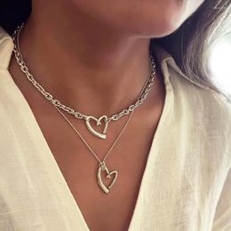 Chains Love Heart Necklace Women Ins Style Creative Design Cross Stacking Collarbone Chain
