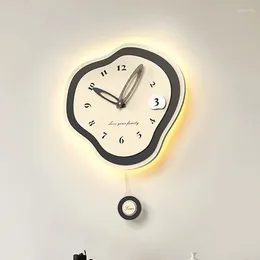 Wall Clocks Fancy Nordic Wood Needle Unique Kitchen Luminous Modern Design Reloj De Pared Para Sala Home Decor