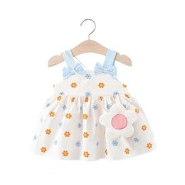Born Без рукавов Платье принцессы для маленьких девочек Летние пляжные платья Розовый хлопковый комплект одежды для малышей 240131