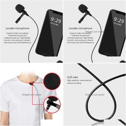 Microphones Lavalier Microphone Two-Head For Notebooks Cameras Tablets And Recorders Drop Delivery Electronics A/V Accessories S Dhcml