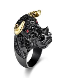 BC Big Head Cow design New New Animal Ring Black and goldcolor Trendy Jewelry for party design Superior Quality Fashion rings7574686