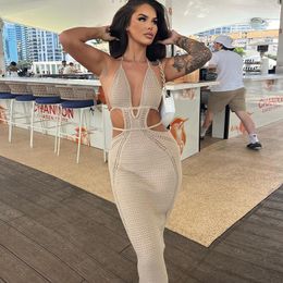 Work Dresses White Knitting Summer Sexy Two Piece Set Backless Top Bodycon Long Skirt Women Elegant Casual 2