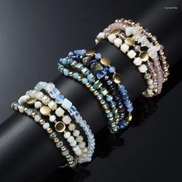 Charm Bracelets ZG Selling Ladies Bracelet Colour Crystal Winding Multilayer Adjustable Natural Stone Girlfriend Bangle Female Jewellery
