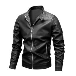 2023 autumnwinter slim fit jacket motorcycle leather stand up collar suit mens clothing 240130