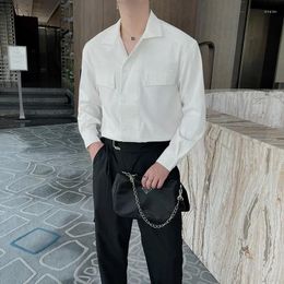 Men's Casual Shirts 2024 Spring And Autumn Double Breasted Long Sleeved Shirt For Korean Edition Solid Color Pi Shuai