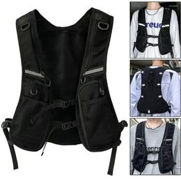 Men's Vests Functional Tactical Vest Reflective Storage Phone Bag With Pocket & Extra Fashion Waistcoat For Cycling Running