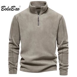 BOLUBAO Outdoor Casual Hoodie Sweatshirt Mens Cotton Warm Zipper Collar Top High Quality Design Men 240123