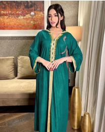 Ethnic Clothing Middle East Robe Kaftan Luxurious Diamonds Long Sleeves Muslim Jalabiya Dubai Evening Party Dresses Arabic Abaya Hihabis