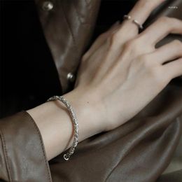 Bangle Evimi Silver Colour Texture Bracelet For Women Girl Birthday Gift Vintage Fashion Personality Jewellery Drop Wholesale