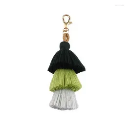 Keychains ZWPON Multicolor 3 Layered Hula Tassel Keychain For Women Fashion Key Chain Bag Accessories Wholesale