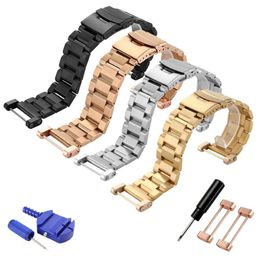 T-AMQ 24mm For Core Watch Strap Band Stainless Steel Watchband PVD Adapters Screws Black Silver Rose Gold Bracelet-49292k