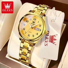 OLEVS Original Quartz Watch for Women Classics Digital Dial Stainless Steel Waterproof Wristwatch Gifts Ladies 240202