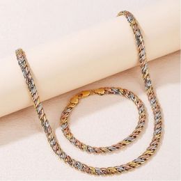 Selead Design Twisted Wide Snake Bone Chain Necklace Bracelet Set Ladies Mens Jewellery Exquisite Tricolour Necklace 240122