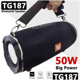 Portable Speakers 50W High Power Tg187 Bluetooth Speaker Waterproof Column For Pc Computer Subwoofer Boom Box Music Centre Fm Tf Dro Dhye7