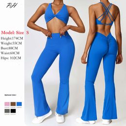 Lu Align Set Outfits Sexy Women Tight Lifting Flared Pants Back Exercise Bras Suit Quick Gym Drying Dancling Running Fitness Sets Lemon LL Jogger Lu-08 2024