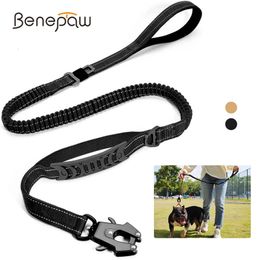 Benepaw Tactical Heavy Duty Dog Leash Strong Frog Clip Traffic Handle Shock Absorbing Pet Bungee Lead For Dog Walking Training 240125