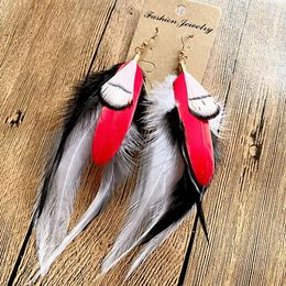 Dangle Earrings Feather Bohemian Red Multicolor Retro Originality Drop Statement Fashion Jewellery Holiday Gifts Party