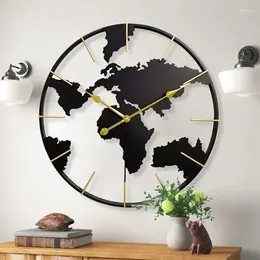 Wall Clocks Map Modern Design Luxury Living Room Decoration Home Decor Large Size Silent Watch Reloj De Pared Hierro