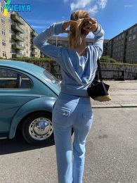 Women's Two Piece Pants YICIYA Sets Womens Outifits Velvet Tracksuit Sewing Suit Y2k And Zipper Hoodes Sweatshirt Female Velour Trousers