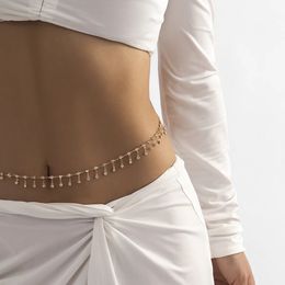 Trendy Luxury AAA Round Zircon Tassel Waist Belly Chain For Women GoldSilver Color Body Jewelry Festival Accessories Gifts 240127
