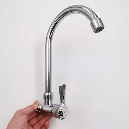 Kitchen Faucets Creative Vase Horizontal 4-point Single Cold-in-wall Sink Faucet Household Quick-open Cold