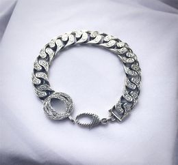 luxury designer bracelets retro silver women and mens Thick link chain lovers couple bracelet wedding gift fashion classic jewelry6803378