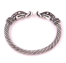 VB300019 Handmade antique silver bronze Fenrir Pengan Wolves Norse Viking Wolf Raven Dragon Bangles Bracelets4000073