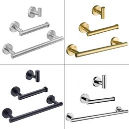 High Quality 304 SUS Towel Bar Toilet Tissue Roll Paper Holder Robe Hook Clothes Hook Black Silver Gold Bathroom Accessories Set 240118
