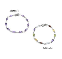 Factory Direct Fashion 925 Sterling Silver South African Purple Gold Gemstone Beads Ladies Bracelet Jewellery Bracelet1840061