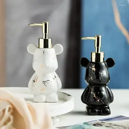 Liquid Soap Dispenser Marbling White Accessorie Empty Shampoo Shape Modern Gel Black Ceramics Creative Bear And Bathroom Bottle