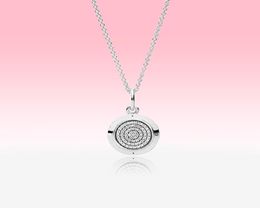 CZ diamond Disc Pendant Necklace Women Mens Fashion Jewelry for 925 Sterling Silver Chain Necklaces with Original gift Box9149700