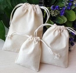 Ship 50pcs S M L XL XXL Muslin Bag Cotton Bags Jewelry Bags Wedding Party Candy Beads Christmas Gift Storage Bag9481155