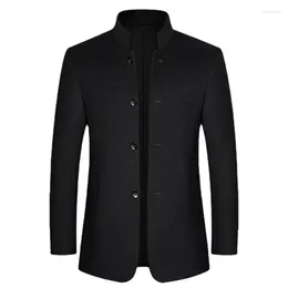 Men's Suits Men Cashmere Blazers Woollen Overcoats Trench Jackets Stand-up Collar Business Casual Coats Male Fit