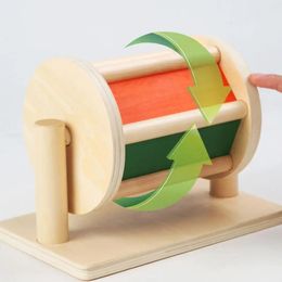 Baby Spinning Rainbow Drum Sensory Development Toy Rolling Rattle Gift Montessori Toys For 612 Months Boy Girl Wooden 240124